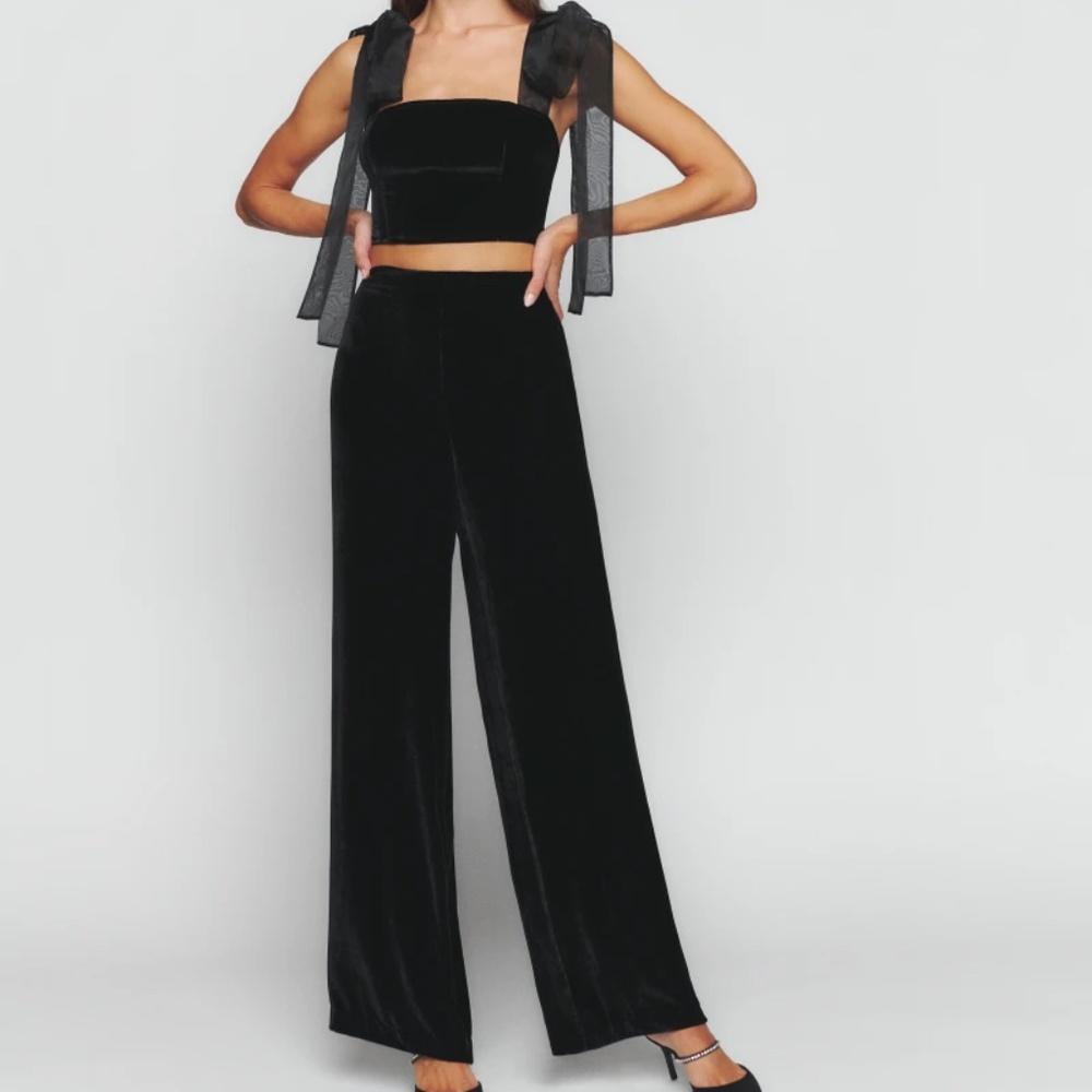 Reformation Abby Velvet Two Piece in Black